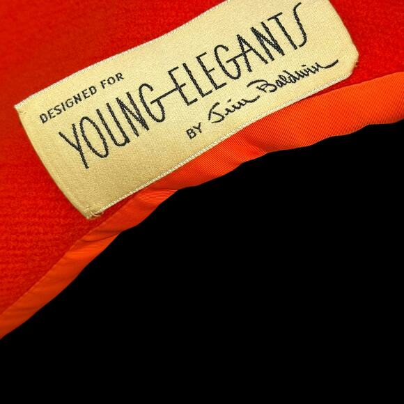 1960s Orange Wool Coat Young Elegants Double Breasted Lucite Buttons S/M Pockets - Picture 5 of 16